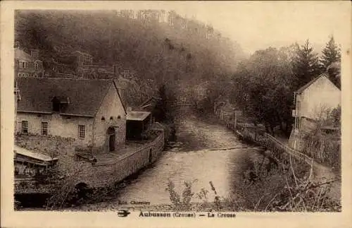 Ak Aubusson Creuse, Häuser am Fluss