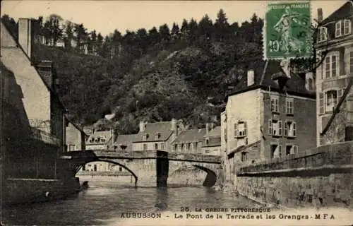 Ak Aubusson-Creuse, Pont de la Terrade, les Granges