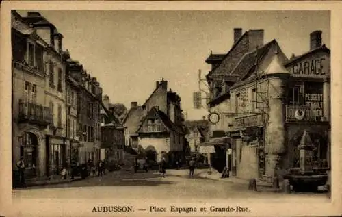 Ak Aubusson-Creuse, Place España, Grande Rue