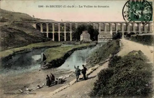 Ak Saint Brieuc Côtes d'Armor, Souzain-Viadukt, Souzain-Tal