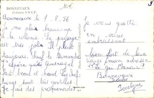 Ak Bonnevaux Doubs, Colonie SNGF