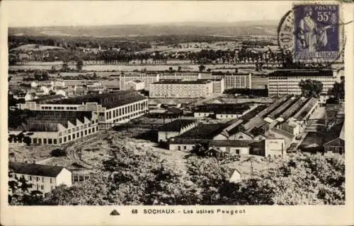 Ak Sochaux Doubs, Panorama, Peugeot-Fabriken