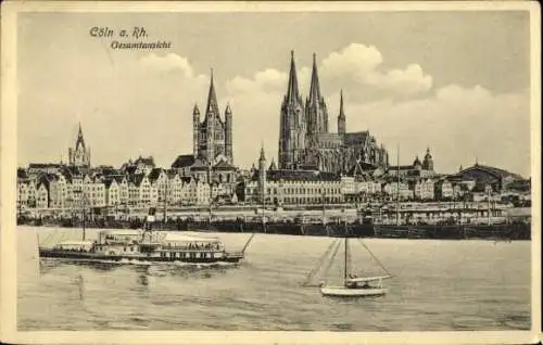 Ak Köln am Rhein, Rheinufer, Dom, Schiffe