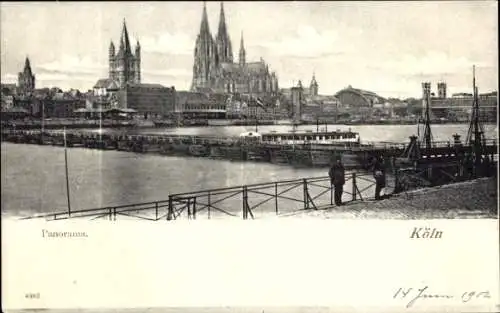 Ak Köln am Rhein, Rheinpanorama, Steg, Dom