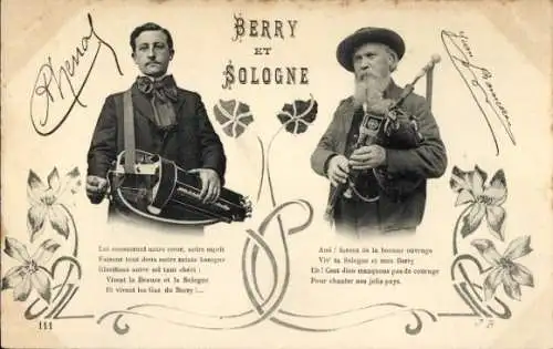 Ak Berry et Sologne, zwei Musiker mit Instrumenten