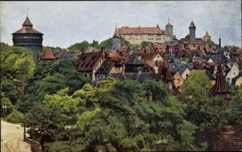 Ak Nürnberg in Mittelfranken, Panorama vom Hallertor aus