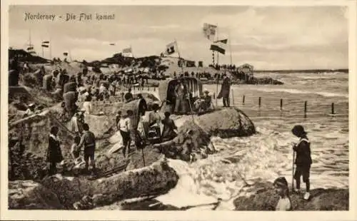 Ak Nordseebad Norderney Ostfriesland, Strand, Flut