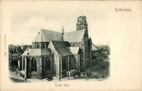 Ak Rotterdam Südholland Niederlande, Groote Kerk, Teilansicht der großen Kirche