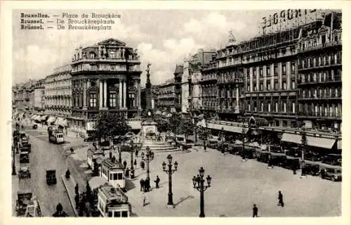 Ak Brüssel Brüssel, Place de Brouckère, Straßenbahn