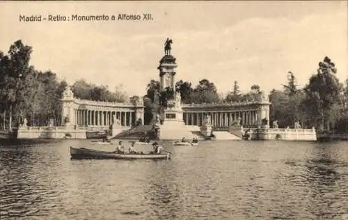 Ak Madrid Spanien, Retiro, Denkmal für Alfons XII