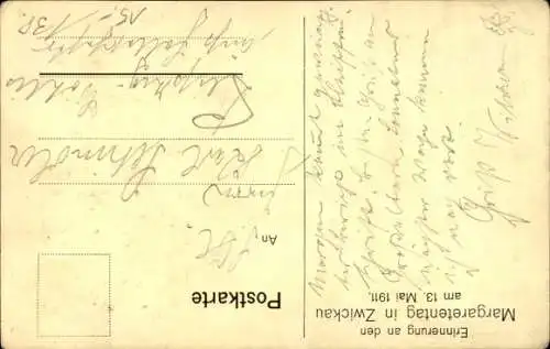 Künstler Ak Zwickau in Sachsen, Margarethentag am 13. Mai 1911, Mädchen, Blumen
