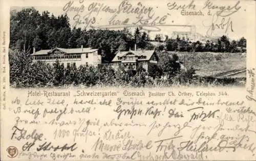 Ak Lutherstadt Eisenach in Thüringen, Hotel Restaurant Schweizergarten