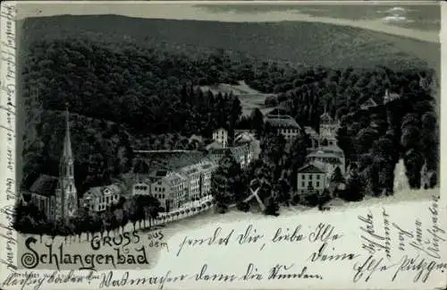 Mondschein Litho Schlangenbad im Taunus Hessen, Gesamtansicht