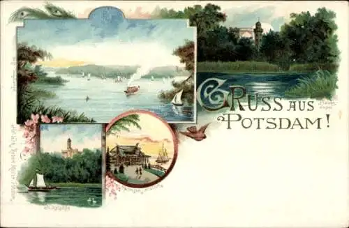 Litho Potsdam in Brandenburg, Pfaueninsel, Matrosenstation, Nikolsköe