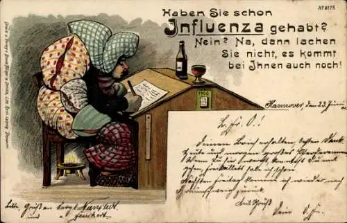 Litho Haben Sie schon Influenza gehabt, Grippe, Bruno Bürger 6177