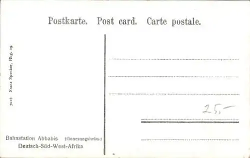 Ak Abbabis Namibia, Bahnhof, Genesungsheim