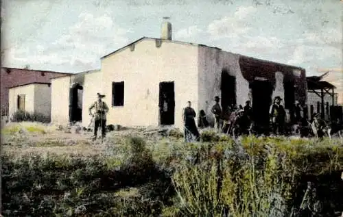 Ak Deutsch Südwestafrika Namibia, Wagenbauerei von O. Glöditzsch nach Zerstörung durch Hereros 1904