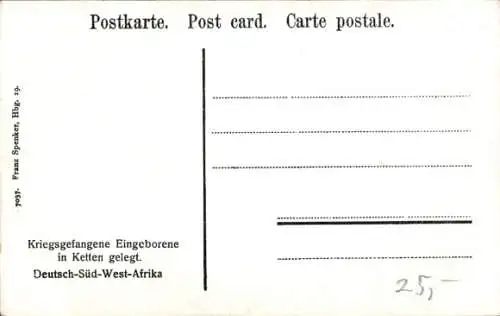 Ak Deutsch Südwestafrika Namibia, Kriegsgefangene Eingeborene in Ketten gelegt