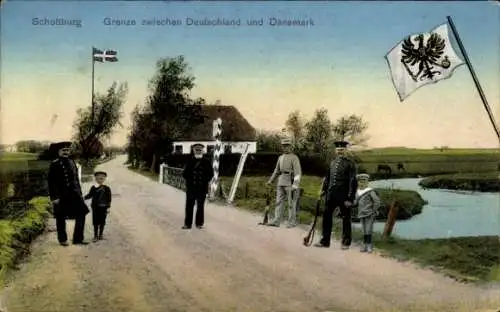 Ak Skodborg Schottburg Dänemark, Deutsch-dänische Grenze