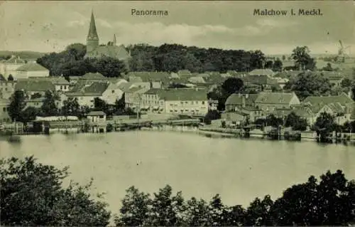 Ak Malchow in Mecklenburg, Panorama, Kirche