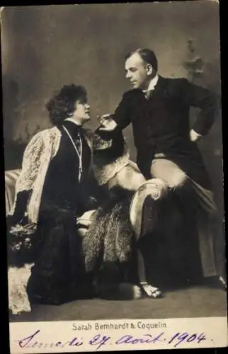 Ak Schauspielerin Sarah Bernhardt, Schauspieler Coquelin, Szene