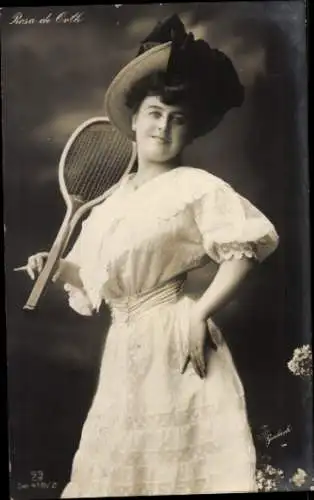 Ak Schauspielerin Rosa de Orth, Portrait mit Tennisschläger