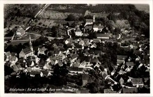 Ak Bödigheim Buchen im Odenwald Baden, Fliegeraufnahme mit Schloss und Burg