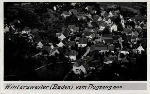 Ak Wintersweiler Efringen Kirchen am Oberrhein Baden, Fliegeraufnahme