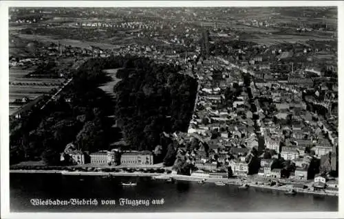 Ak Biebrich am Rhein Wiesbaden, Fliegeraufnahme