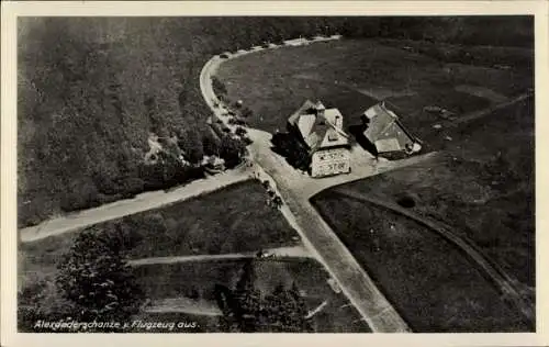 Ak Kniebis Freudenstadt im Schwarzwald, Hotel Alexanderschanze, Fliegeraufnahme