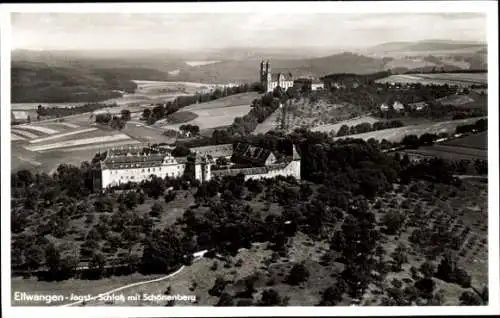 Ak Ellwangen im Ostalbkreis Baden Württemberg, Schloss mit Schönenberg, Fliegeraufnahme