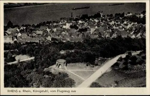 Ak Rhens am Rhein, Königsstuhl, Fliegeraufnahme