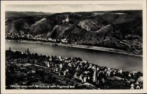 Ak Niederspay Spay am Rhein, Fliegeraufnahme