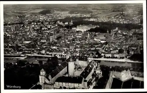 Ak Würzburg am Main Unterfranken, Fliegeraufnahme