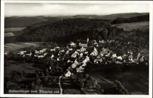 Ak Salmendingen Burladingen der Schwäbischen Alb, Fliegeraufnahme