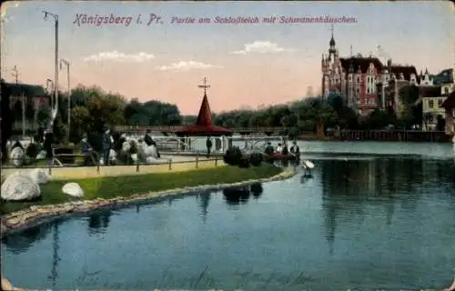 Ak Kaliningrad Königsberg Ostpreußen, Schlossteich, Schwanenhäuschen