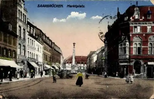 Ak Saarbrücken im Saarland, Marktplatz