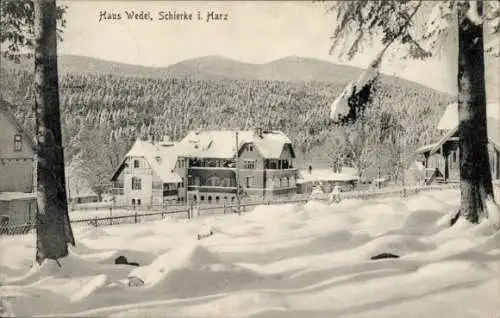 Ak Schierke Wernigerode im Harz, Haus Wedel, Winter