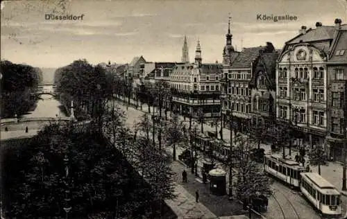 Ak Düsseldorf am Rhein, Königsallee, Straßenbahn