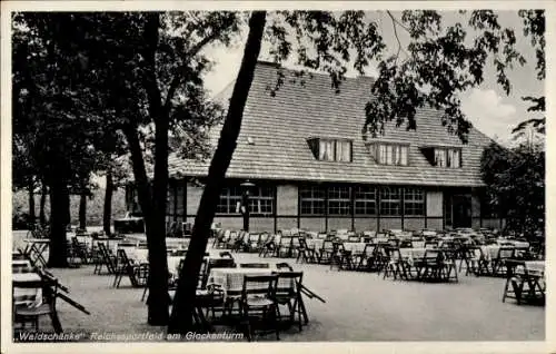 Ak Berlin Charlottenburg, Waldschänke Reichssportfeld am Glockenturm, Terrasse