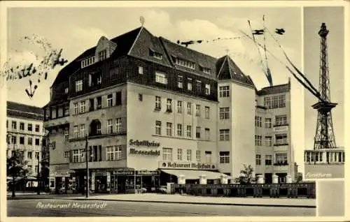 Ak Berlin Charlottenburg, Restaurant Messestadt, Neue Kantstraße 17, Funkturm