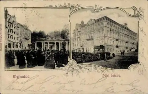 Ak Mariánské Lázně Marienbad Region Karlsbad, Hotel Leipzig