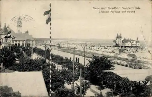 Ak Świnoujście Swinemünde Pommern, Kurhaus, Strand