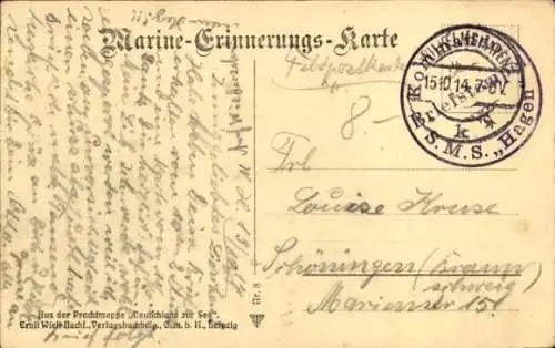 Ak Deutsches Kriegsschiff, S.M. Kleiner Kreuzer Mainz, Kaiserliche Marine