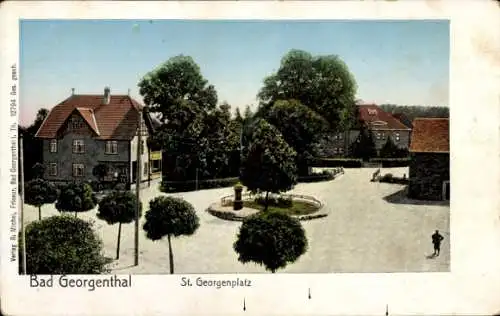 Ak Georgenthal im Tal der Apfelstädt Thüringen, St. Georgenplatz