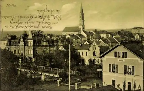 Ak Naila in Oberfranken, Gesamtansicht, Bahnhof