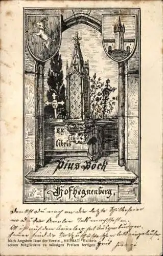 Künstler Ak Hofhegnenberg Steindorf in Schwaben, Exlibris Pius Böck, Verein Heimat