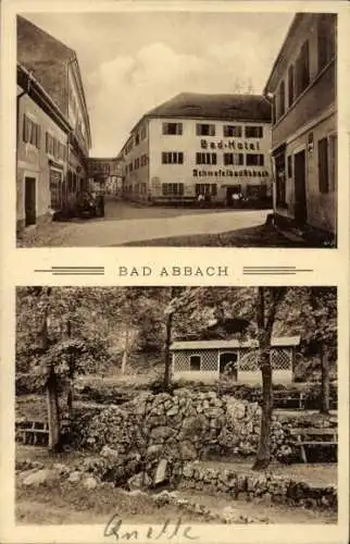 Ak Bad Abbach an der Donau Niederbayern, Bad-Hotel, Schwefelbad, Quelle