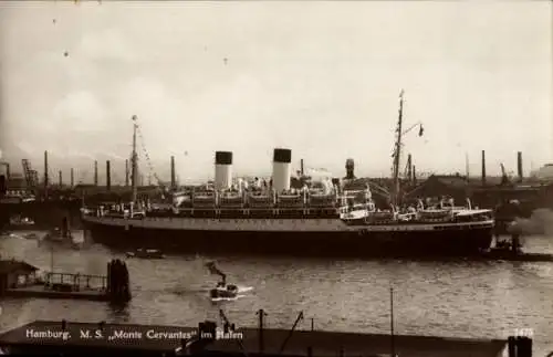 Ak Hamburg, Hafen, Dampfer M.S. Monte Cervantes, HSDG