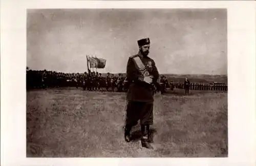 Foto Ak Zar Nikolaus II. von Russland, Militärparade